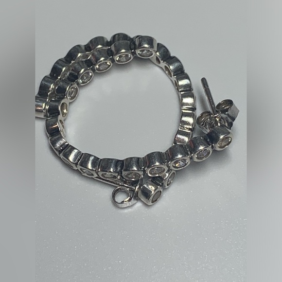 Silpada Vintage Rare HTF Sterling Silver CZ Channel Set Hoop Post Earrings - Picture 13 of 16